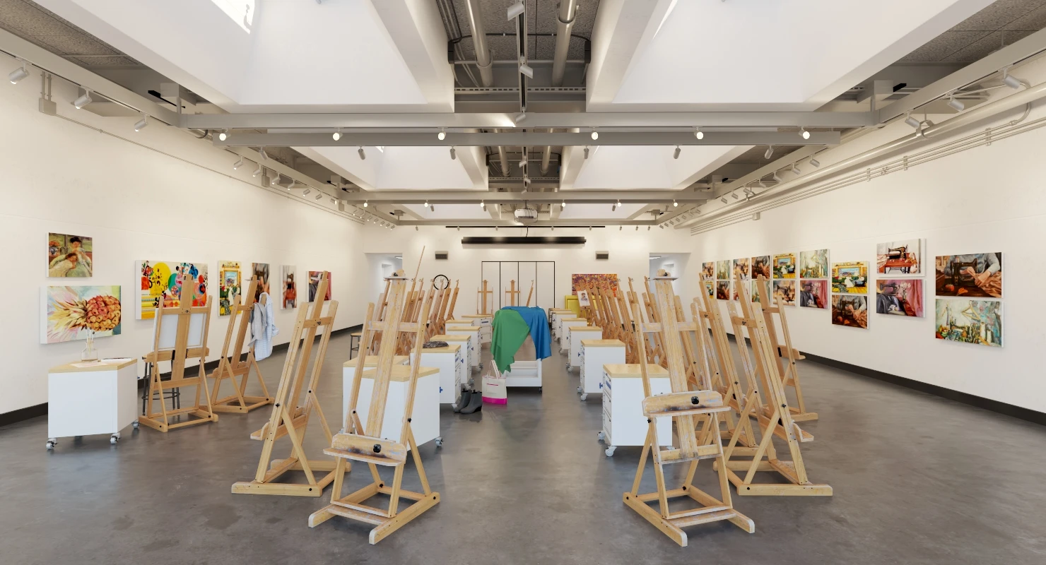 Studio Arts Space Interior Scene 3D Model_01